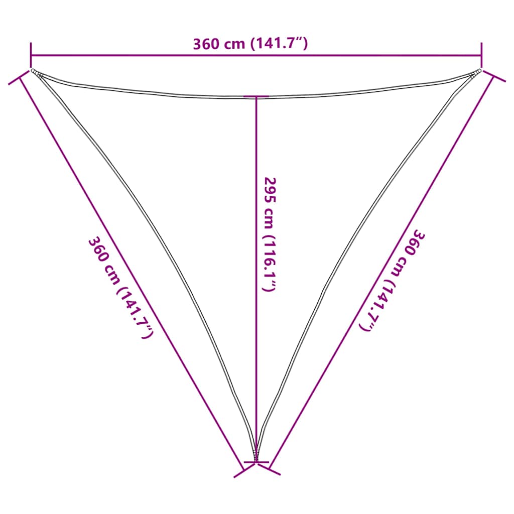 Sunshade Sail 160 g/m² Triangular Blue 3.6x3.6x3.6 m HDPE