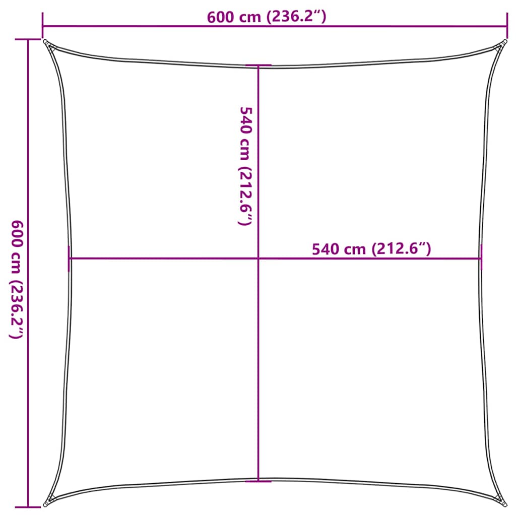Sunshade Sail 160 g/m² Square Yellow 6x6 m HDPE