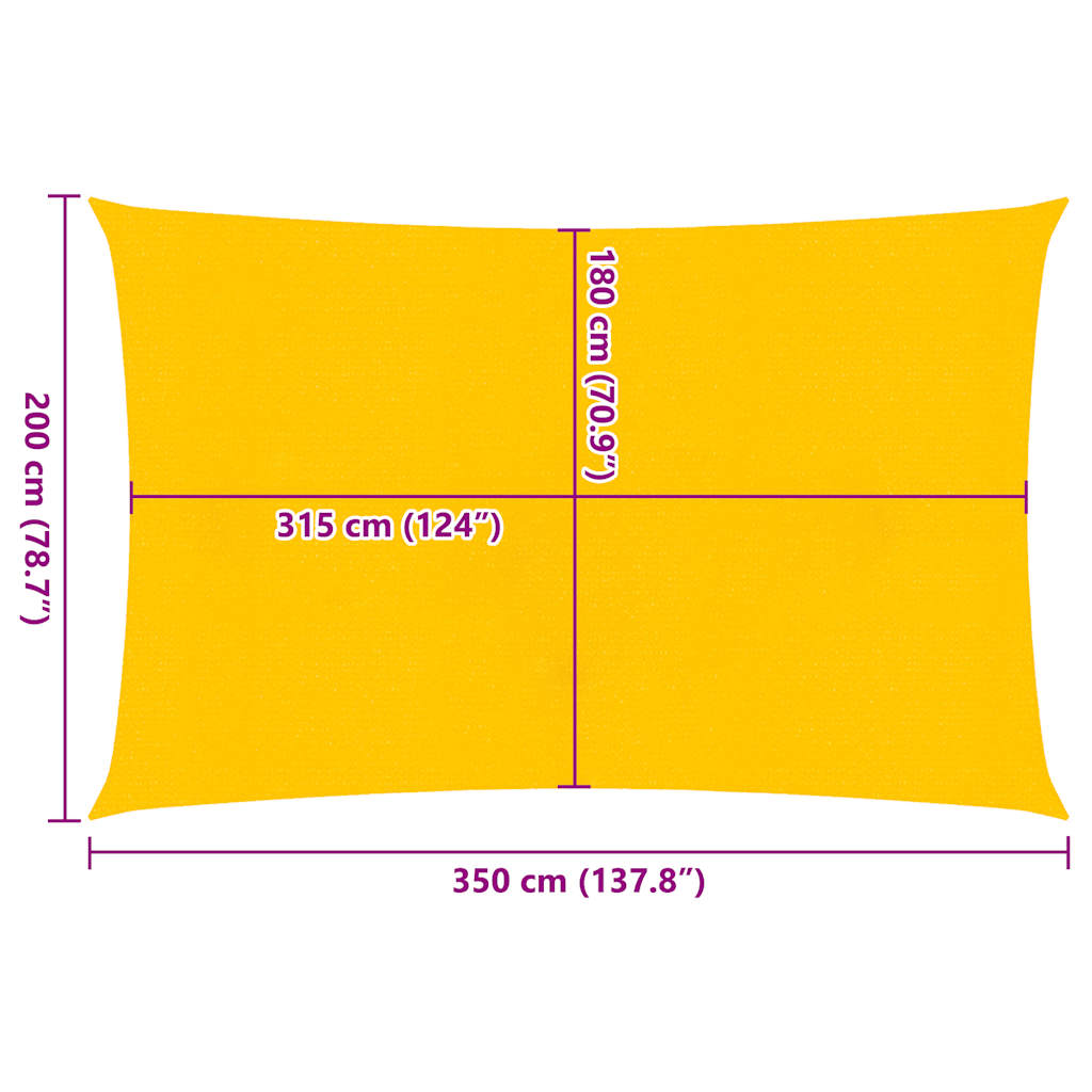 Sunshade Sail 160 g/m² Rectangular Yellow 2x3.5 m HDPE