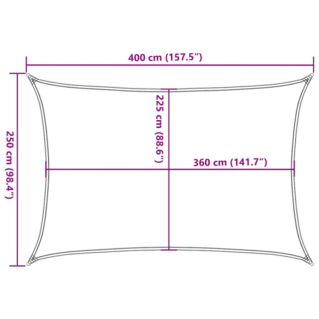 311564 vidaXL Sunshade Sail 160 g/m² Yellow 2,5x4 m HDPE
