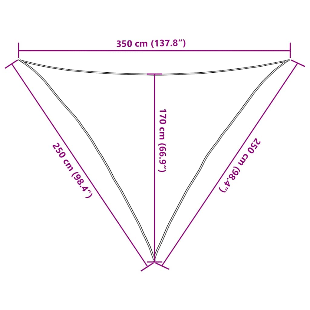 Sunshade Sail 160 g/m² Triangular Orange 2.5x2.5x3.5 m HDPE
