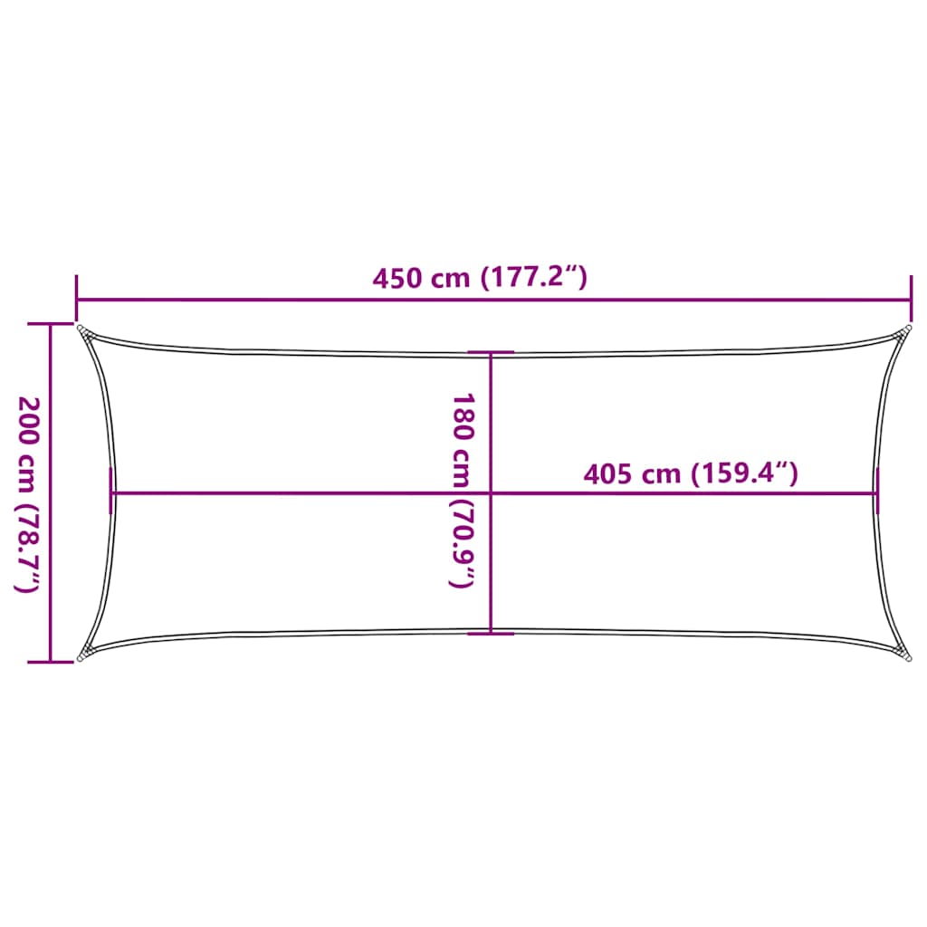 Sunshade Sail 160 g/m² Black 2x4.5 m HDPE