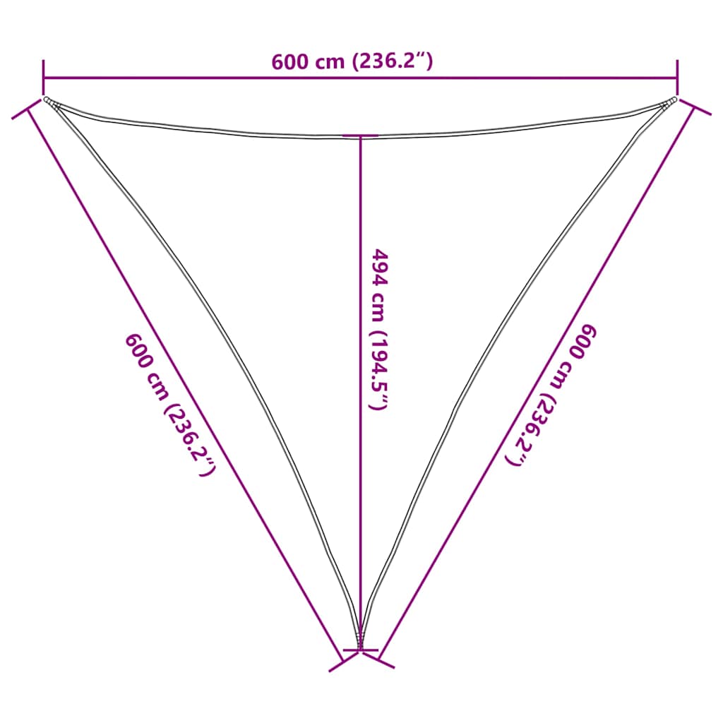 Sunshade Sail 160 g/m² Black 6x6x6 m HDPE