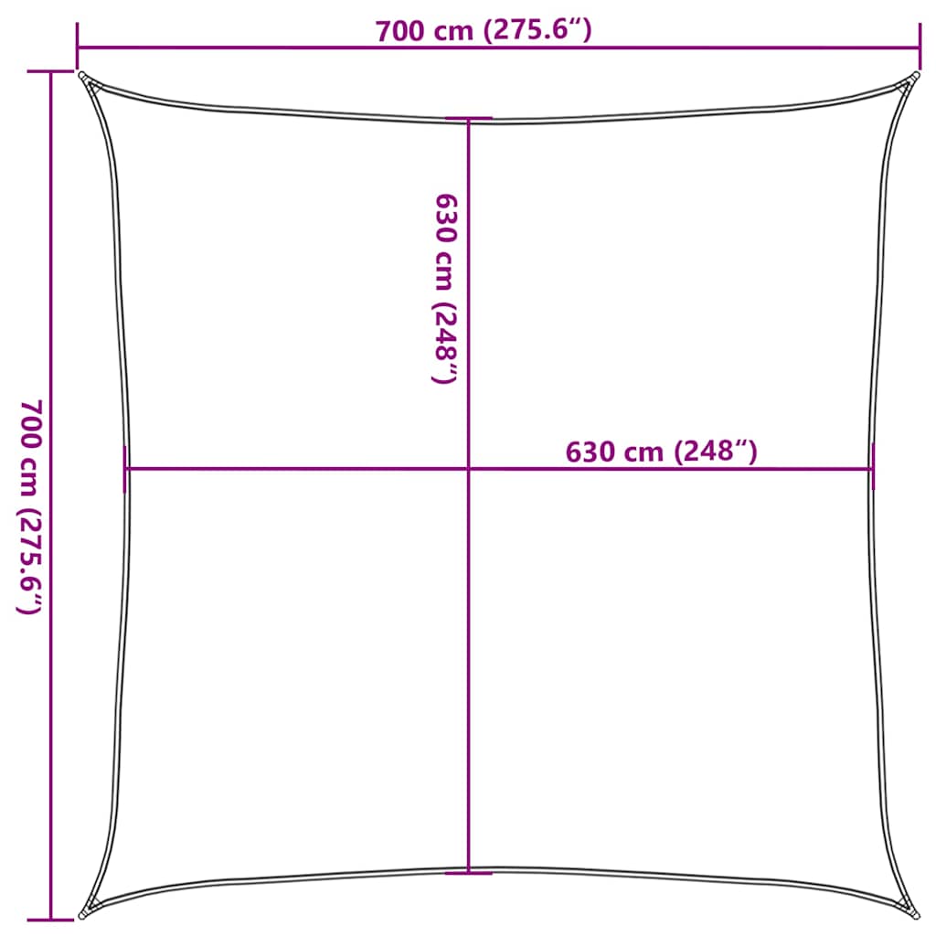 Sunshade Sail 160 g/m² Brown 7x7 m HDPE