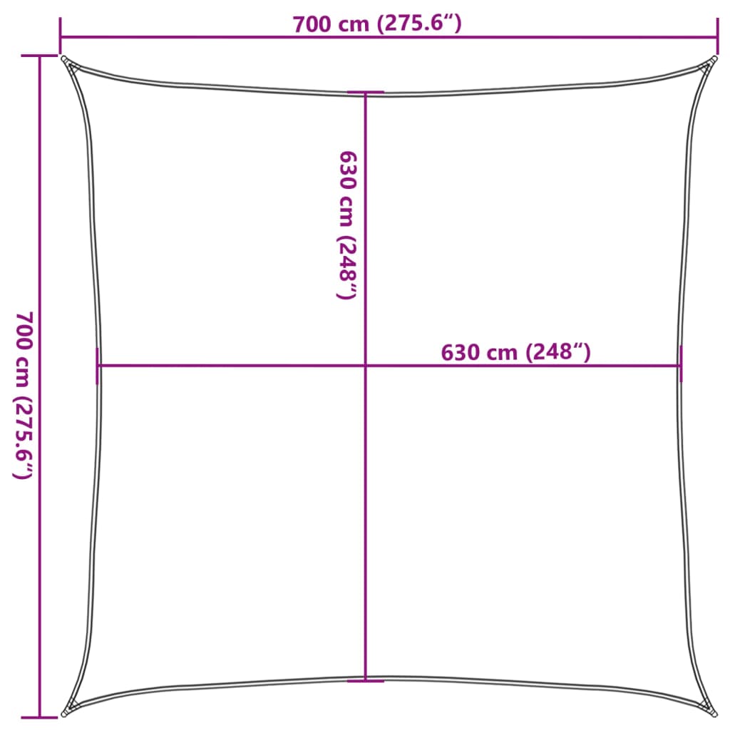 Sunshade Sail 160 g/m² Brown 7x7 m HDPE