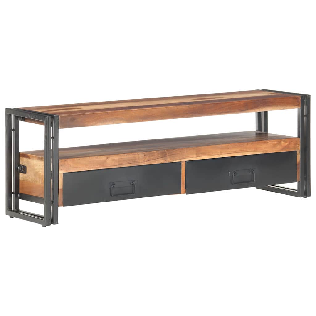 TV Cabinet | Natural wood and black | Solid acacia and rubberwood, steel