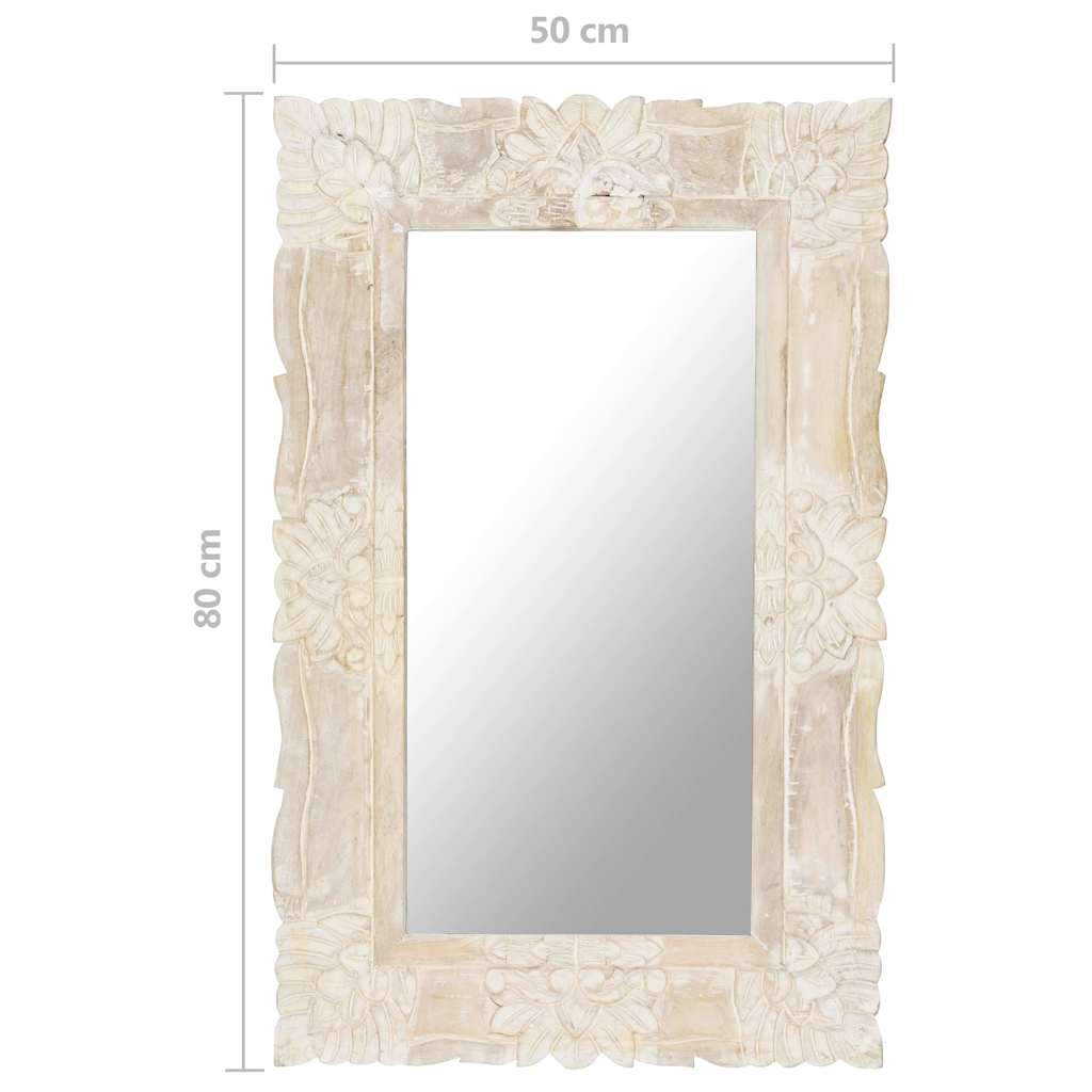 321633 vidaXL Mirror White 80x50 cm Solid Mango Wood