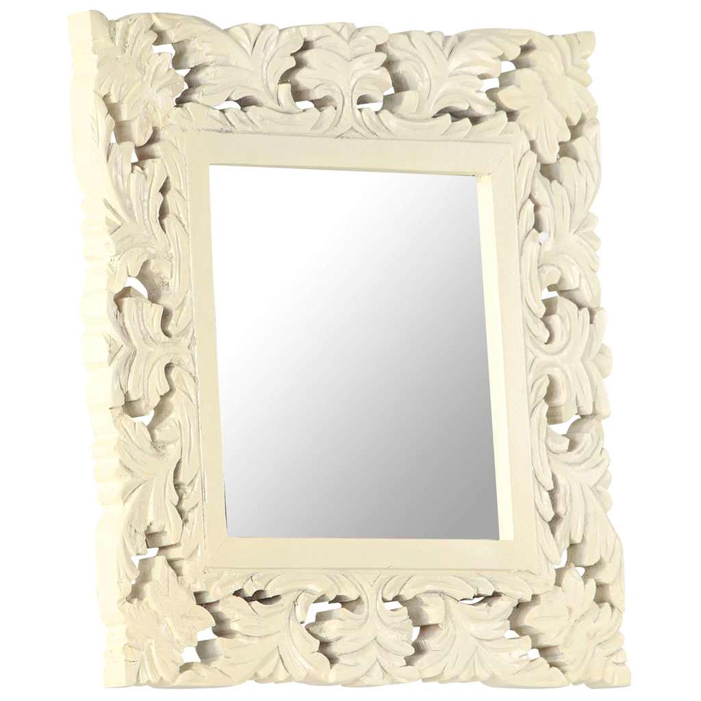 Mirror | White | Solid mango wood | Decorative Inlays | Mirror | Square