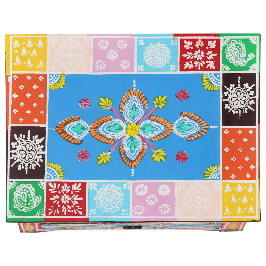 321666 vidaXL Hand Painted Bedside Cabinet 40x30x50 cm Solid Mango Wood