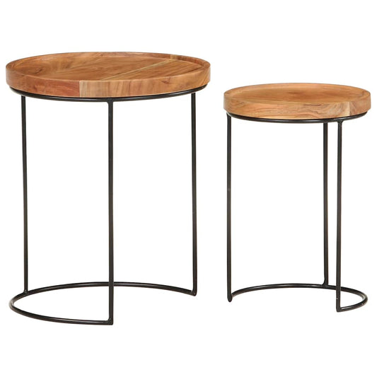 Coffee Table | Brown and black | Solid Acacia wood | Small and Medium