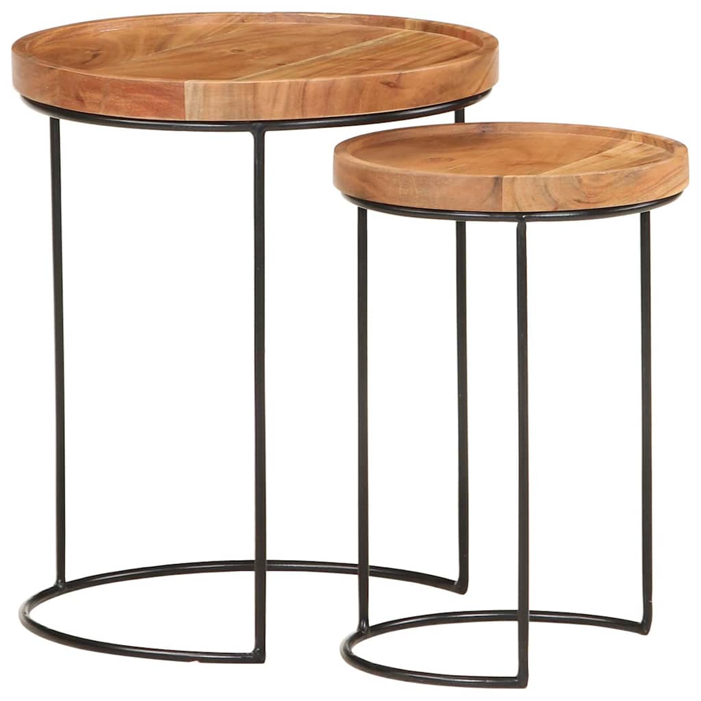 Coffee Table | Brown and black | Solid Acacia wood | Small and Medium