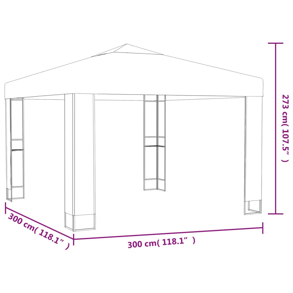 Gazebo | Taupe | Polyester with PA coating | 3x3x2.7m | Gazebo | Square