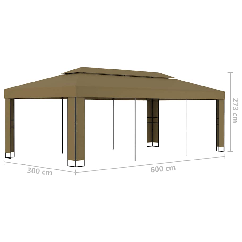 Gazebo | Taupe | 100% polyester, powder-coated steel | 3x6 m
