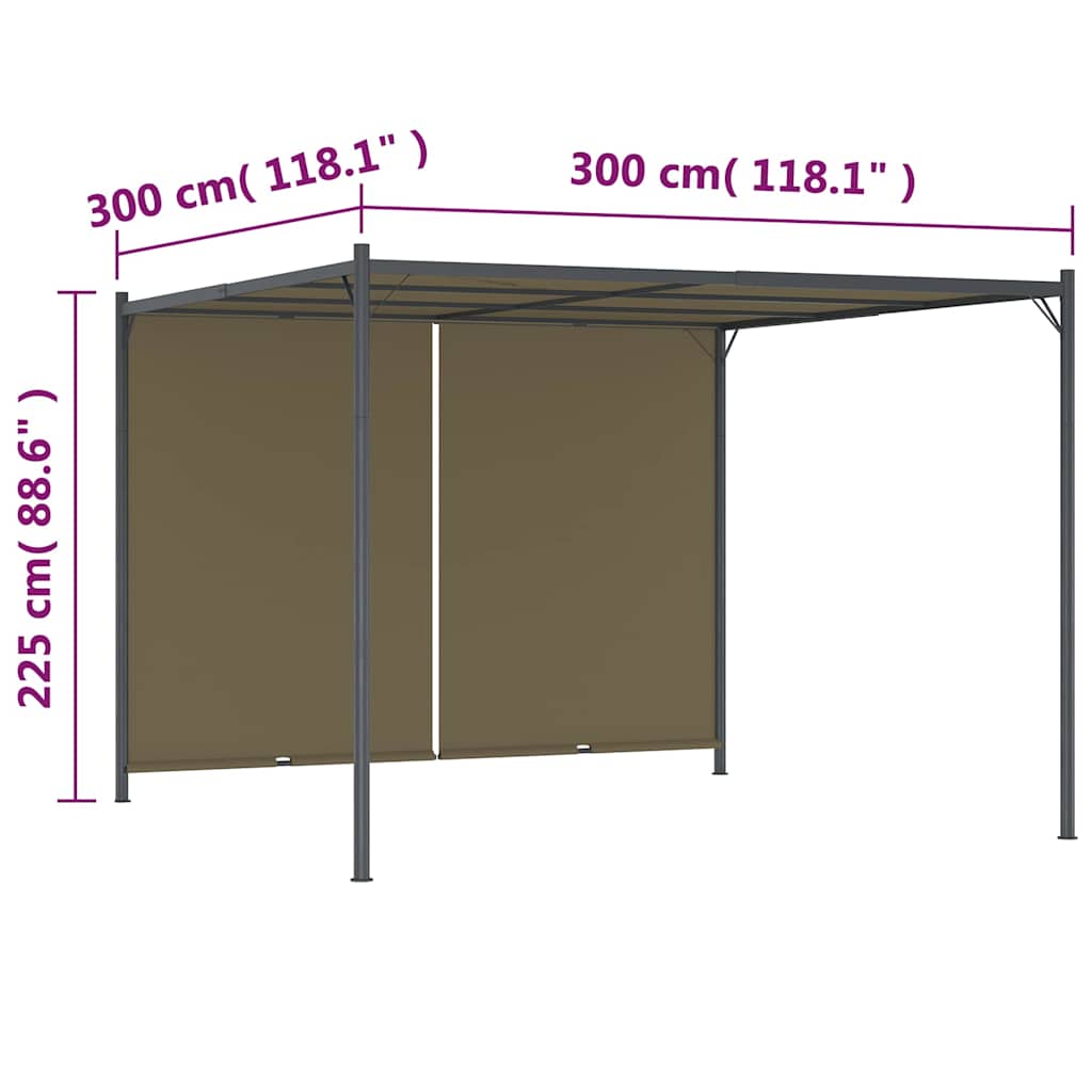 Pergola | Taupe | Powder-coated steel | 3x3 m | Retractable | Pergola