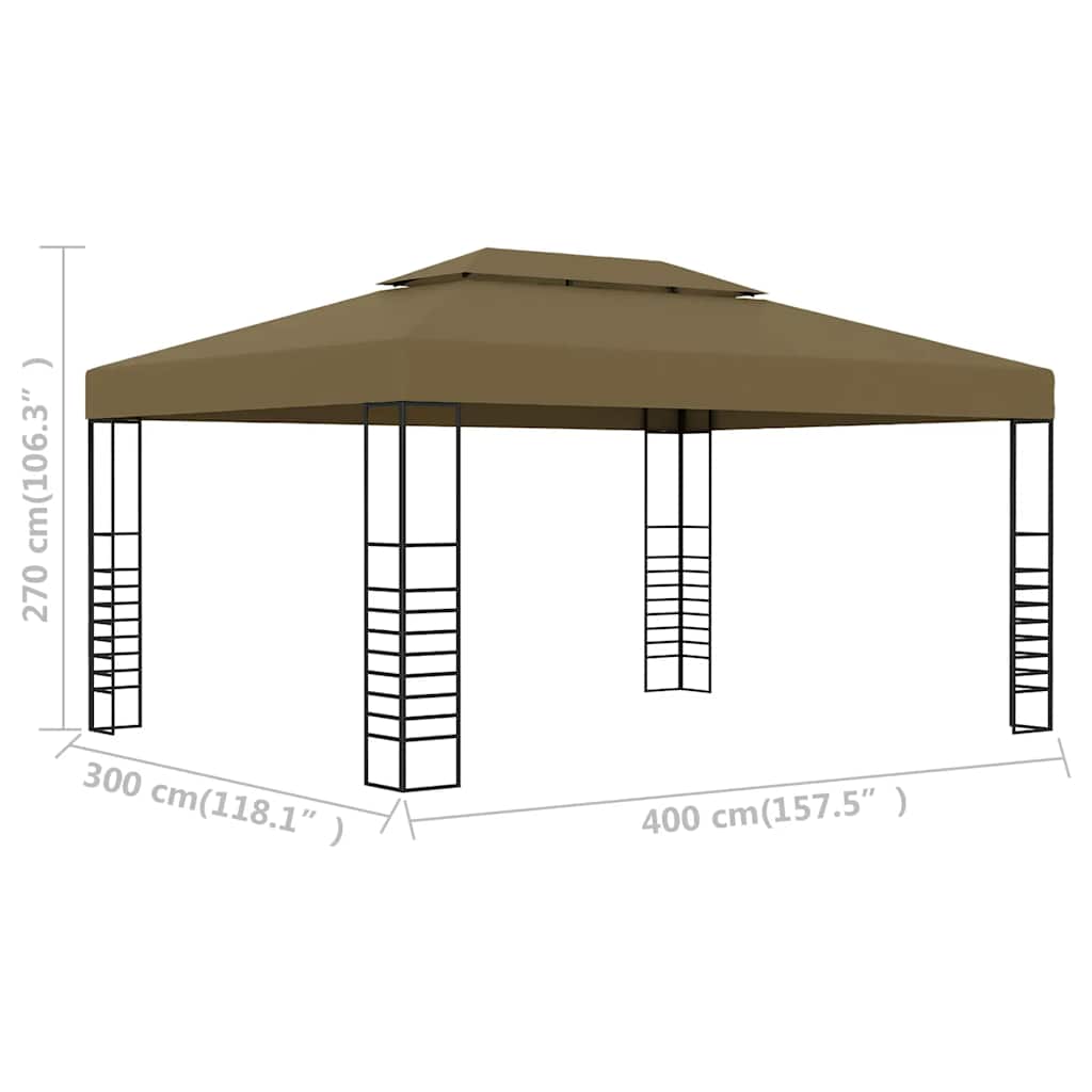 Gazebo | Taupe | Polyester, Steel | Large | Decorative Inlays | Gazebo