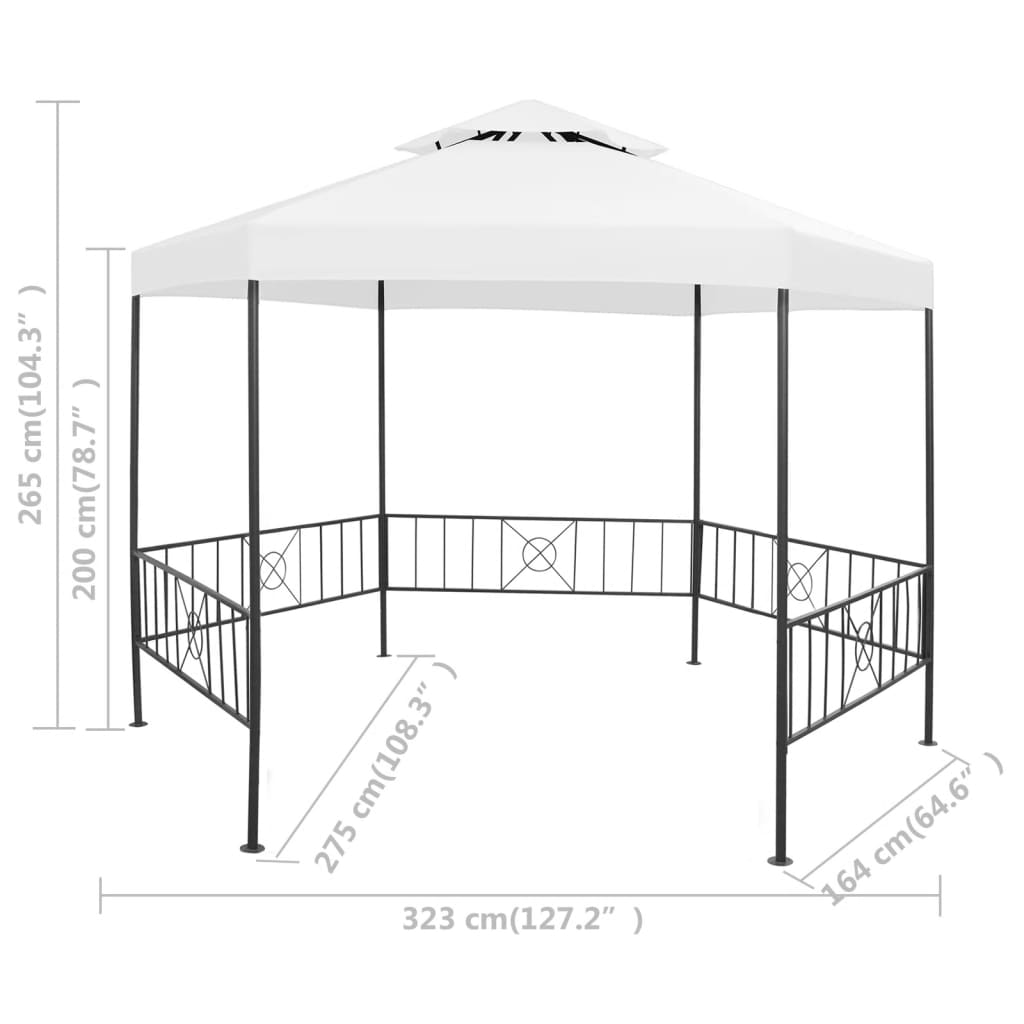 Garden Gazebo | White | Powder-coated steel, Polyester fabric | Large