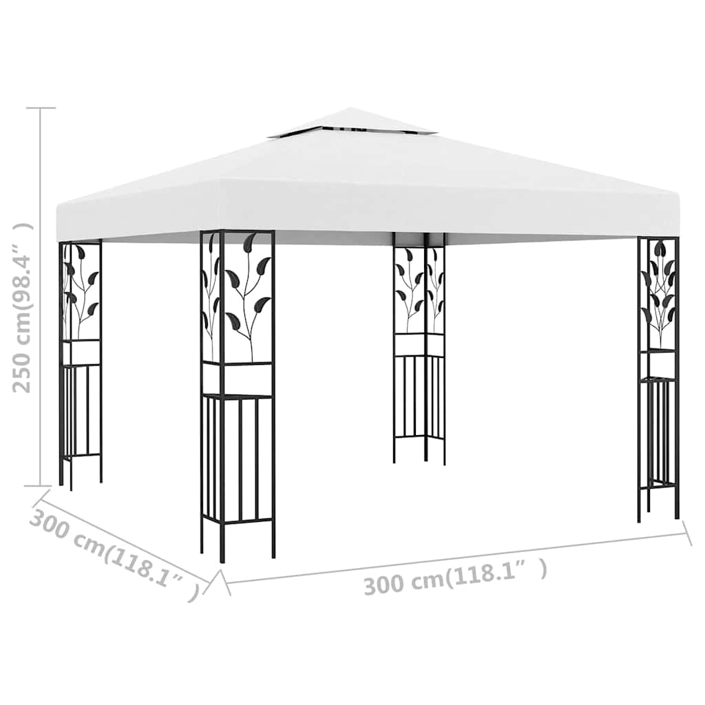 Gazebo | White | Steel, Polyester | 3x3 m | Durable | Gazebo