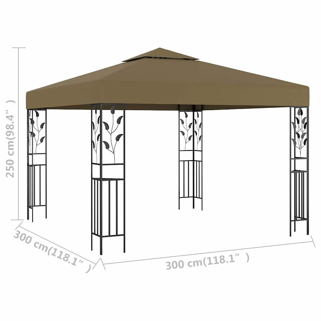 Gazebo | Taupe | Steel | 3x3 metres | UV-resistant materials | Canopy