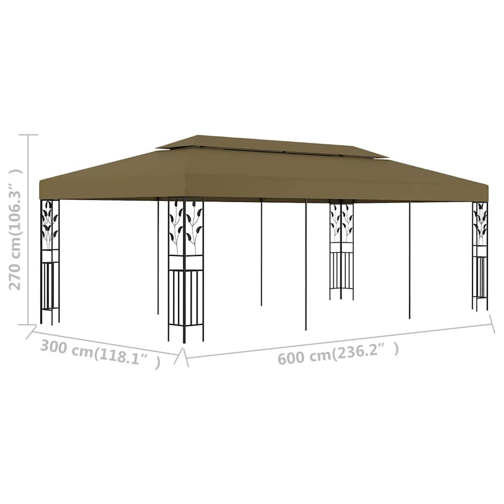 Gazebo 19.7'x9.8'Taupe 0.6 oz/ft²