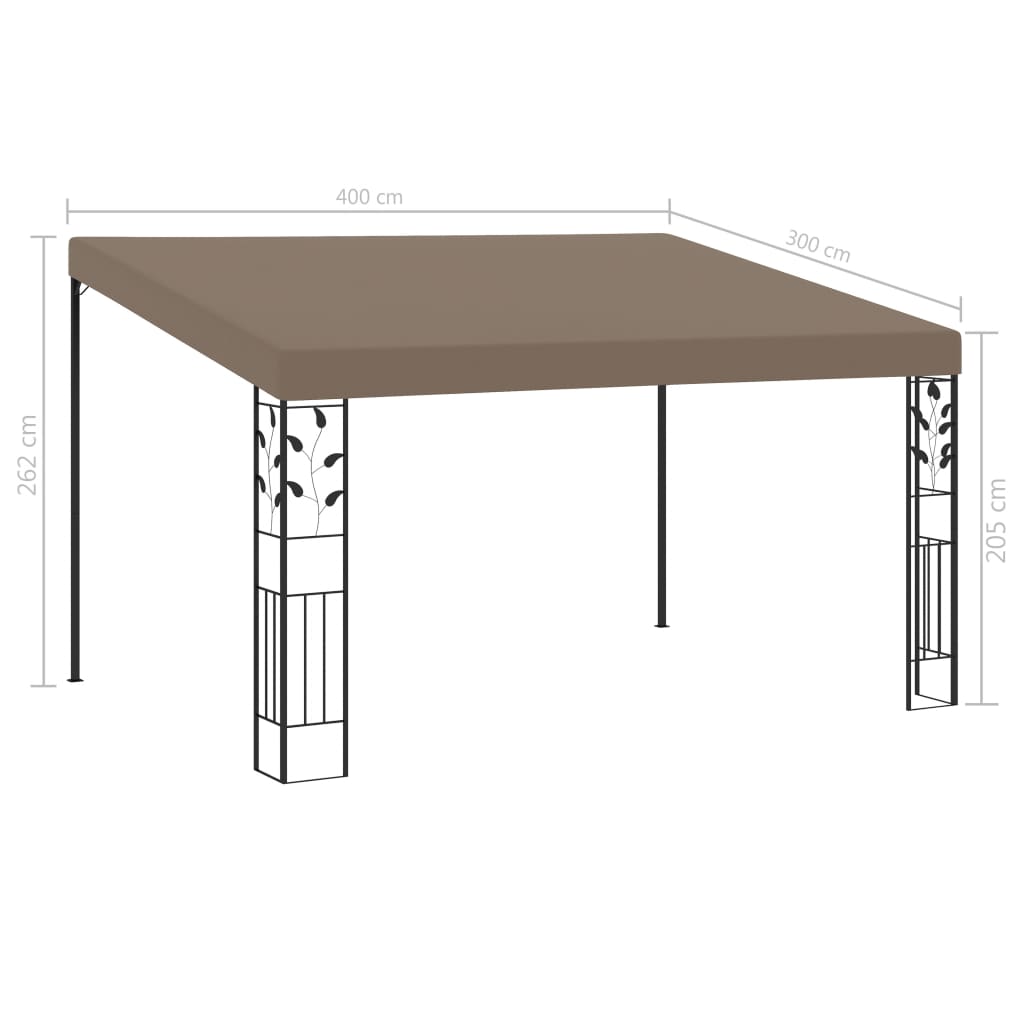 Gazebo | Taupe | Powder-coated steel and 100% polyester | 4x3 meters
