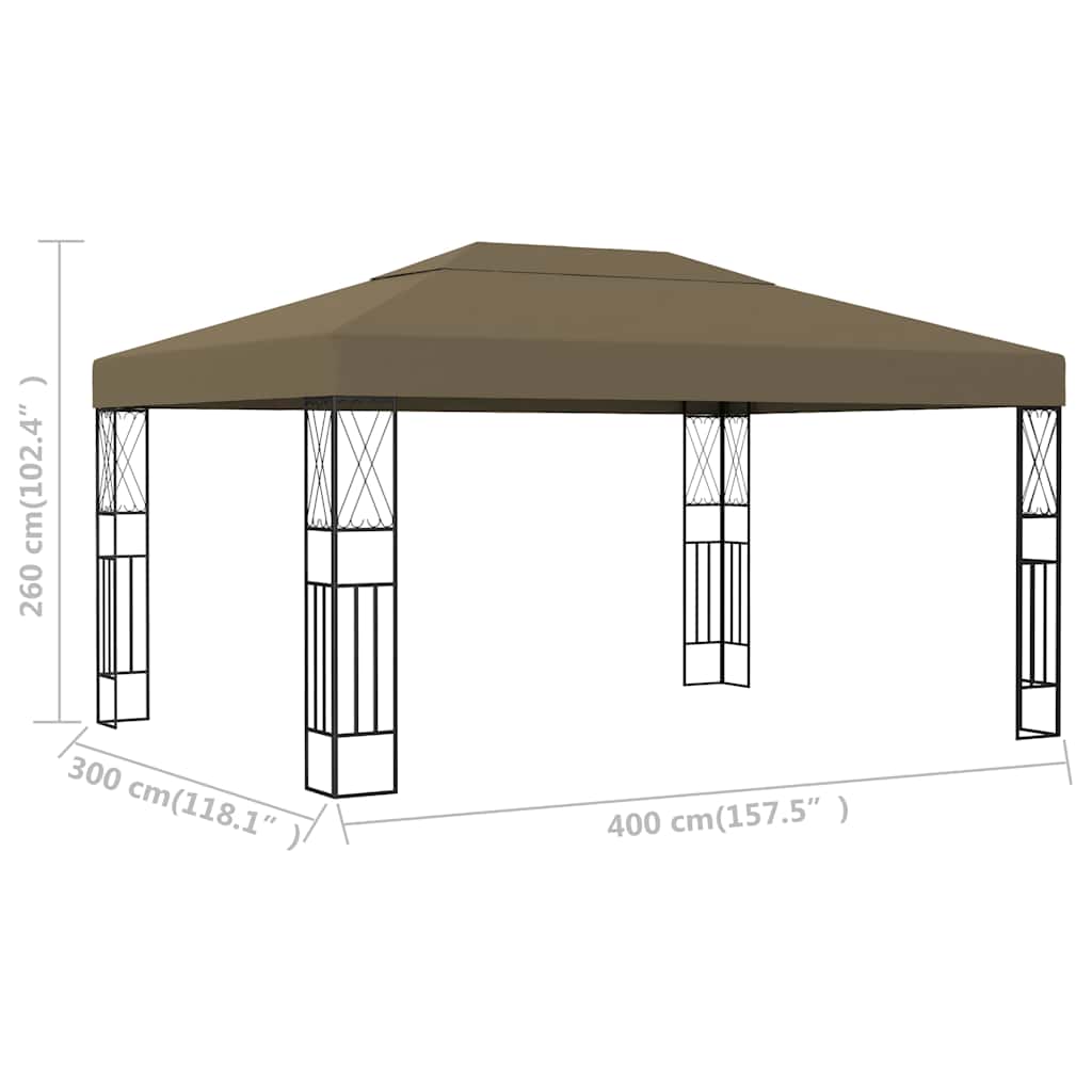 Gazebo | Taupe | Fabric (100% polyester), steel | Large