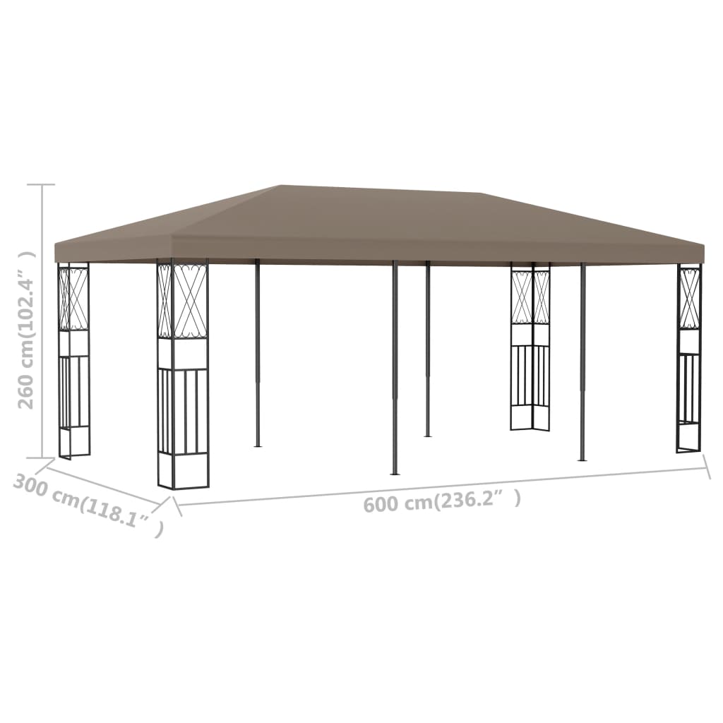Gazebo | Taupe | Fabric (100% polyester), steel | 6x3 m | Durable