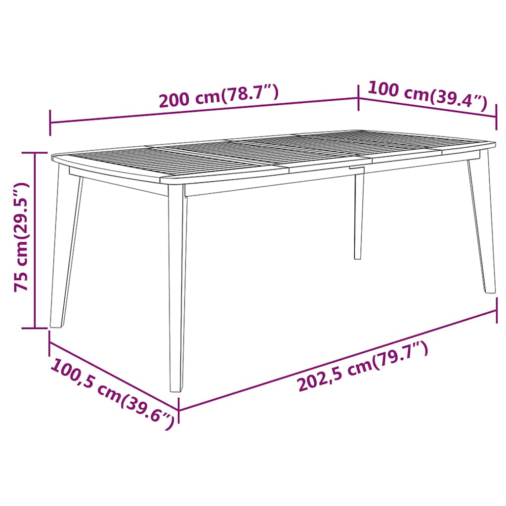 Garden Table | Natural wood colour | Solid Acacia wood | Large | Durable