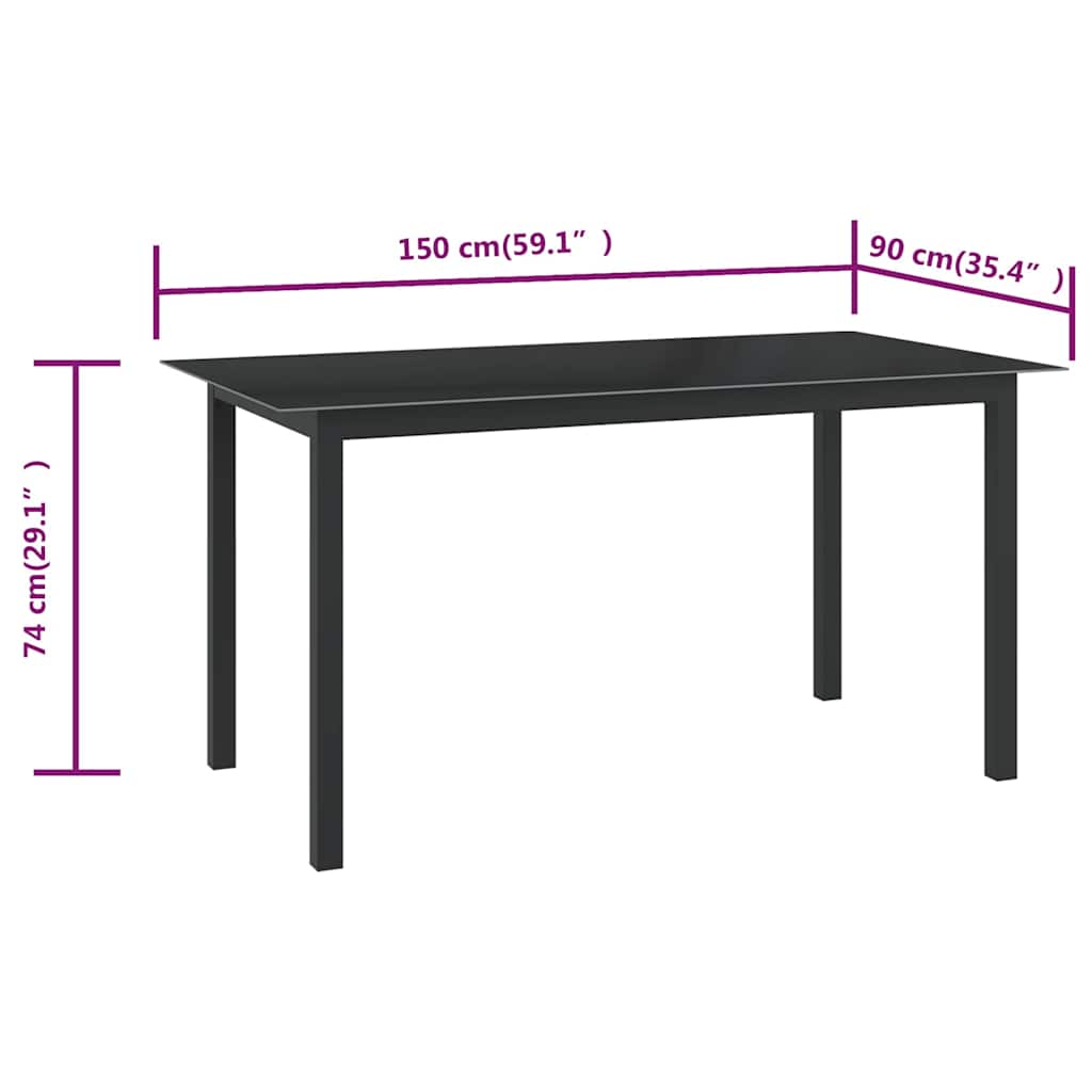 Garden Table | Black | Aluminium | Medium | Durable | Garden Table