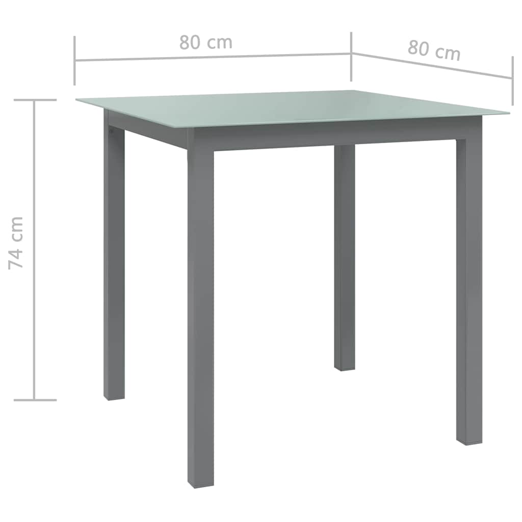 Garden Table | Light grey | Aluminium, Glass | 80x80 cm | Durable