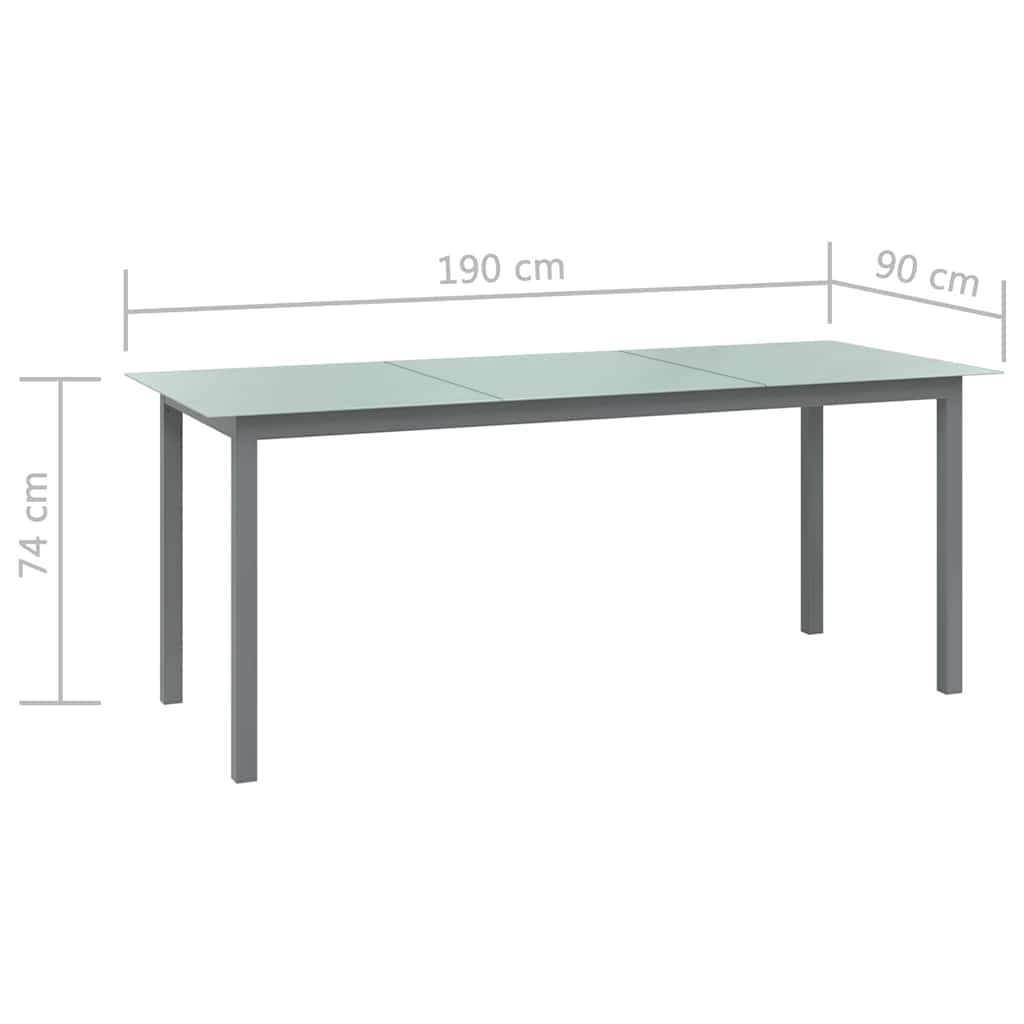 Garden Table | Light grey | Aluminium | 190 cm x 90 cm x 74 cm | Durable