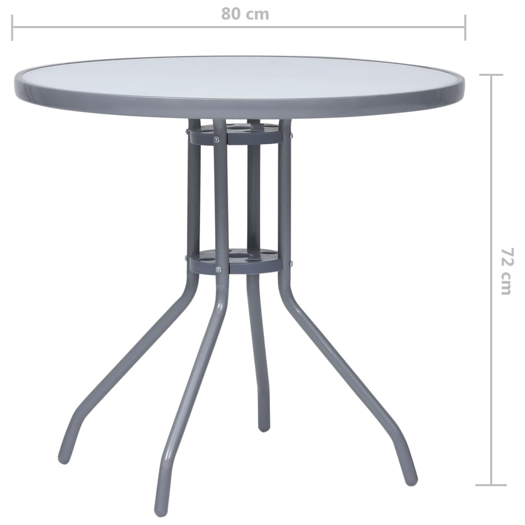 Garden Table | Light Grey | Steel, Glass | Small | Durable