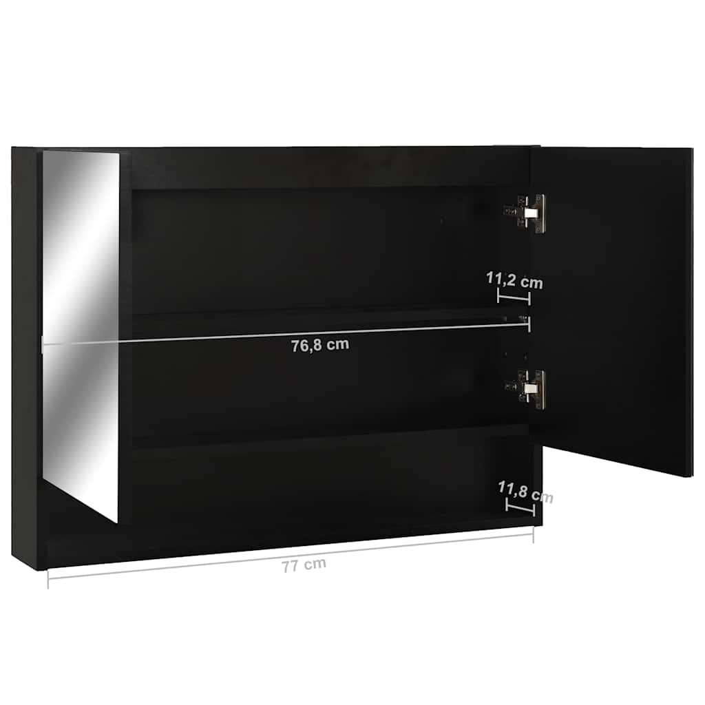 Mirror Cabinet | Black and silver | MDF with melamine surface, glass