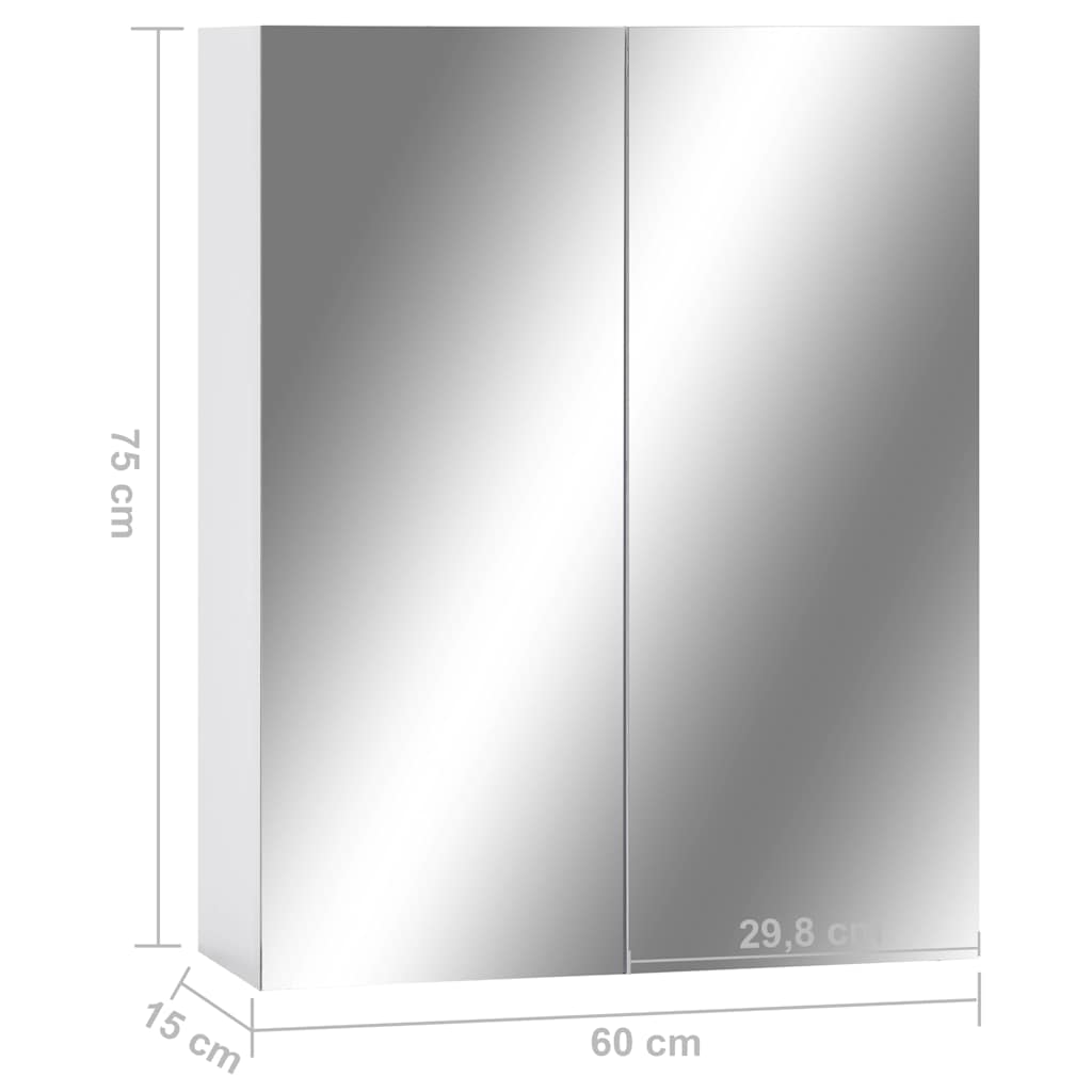 Mirror Cabinet | White and silver | MDF with melamine surface, glass