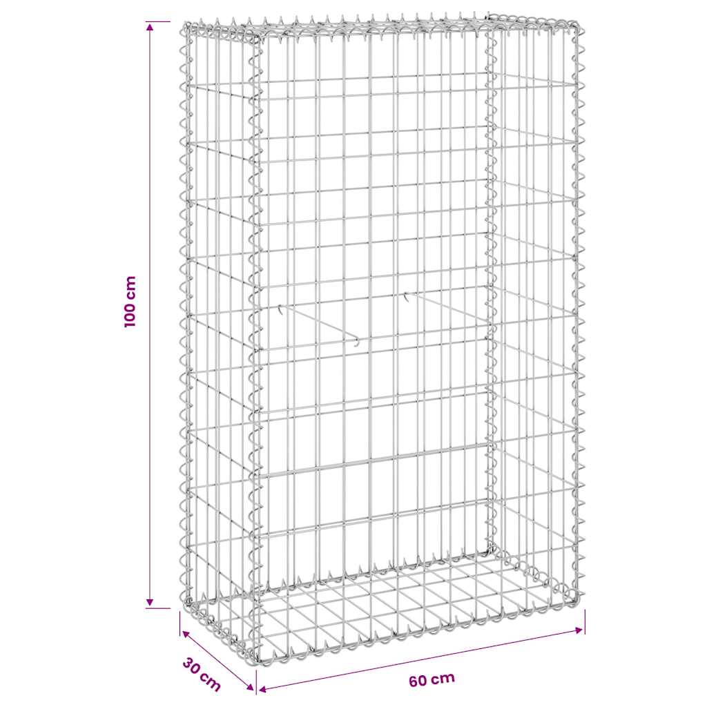 Gabion Wall with Covers Galvanised Steel 60x30x100 cm
