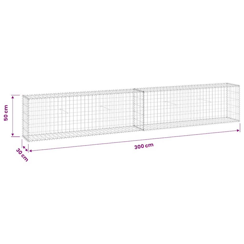 Gabion Wall with Covers Galvanised Steel 300x30x50 cm