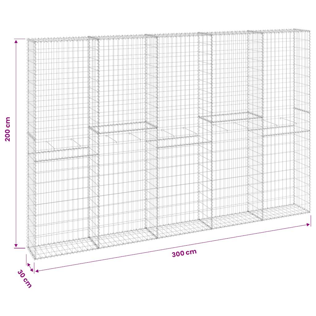 Gabion Wall with Covers Galvanised Steel 300x30x200 cm