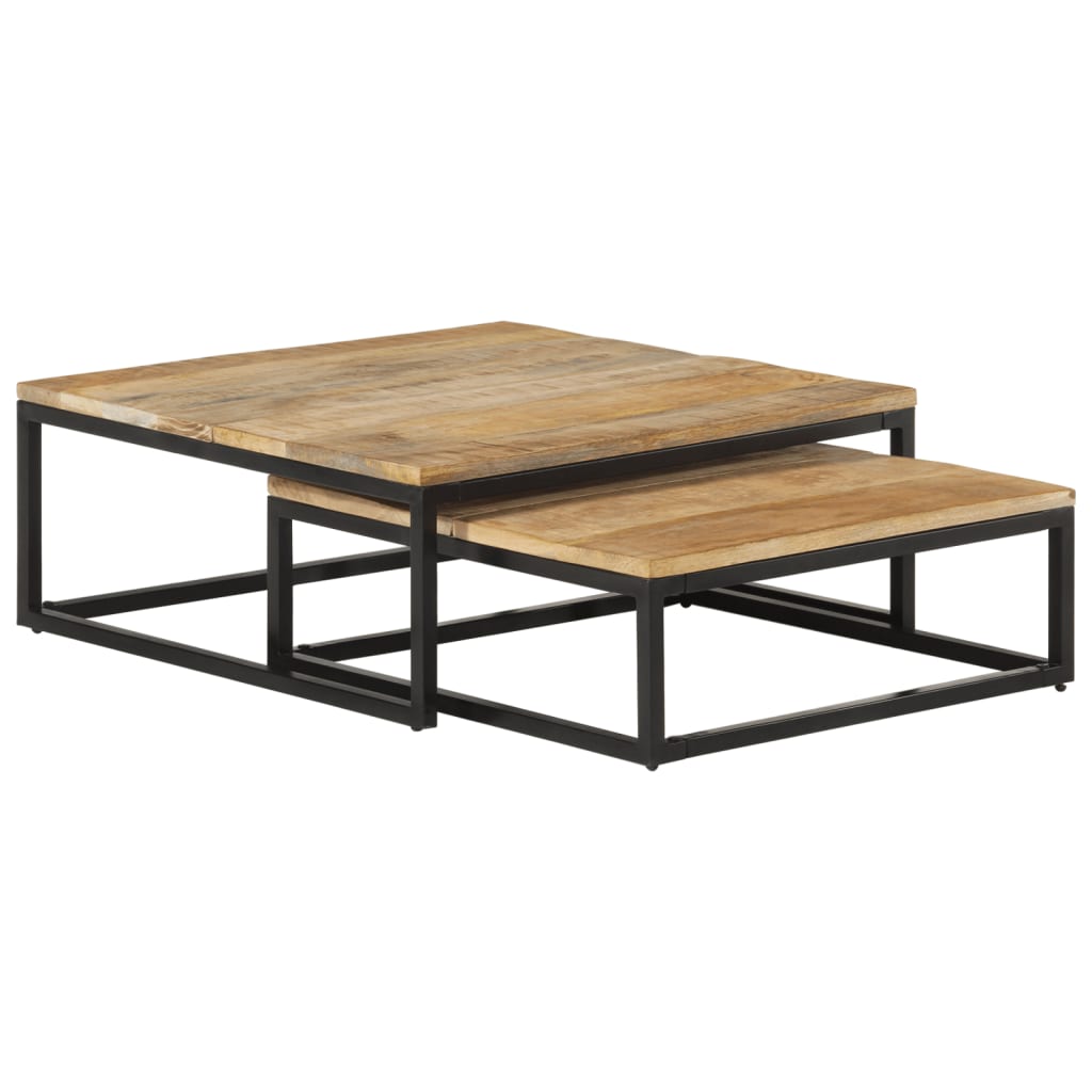 Coffee Table | Set of 2 | Natural Mango Wood, Black