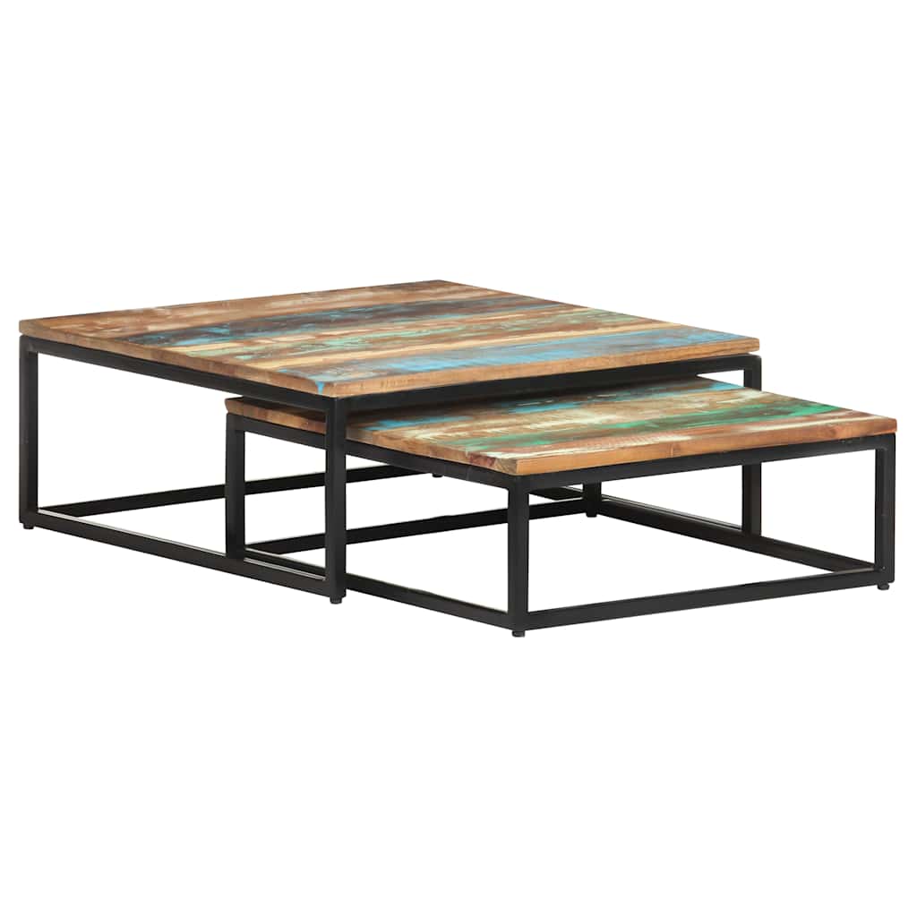 Coffee Table | Set of 2 | Multicolour | Reclaimed Wood | Small
