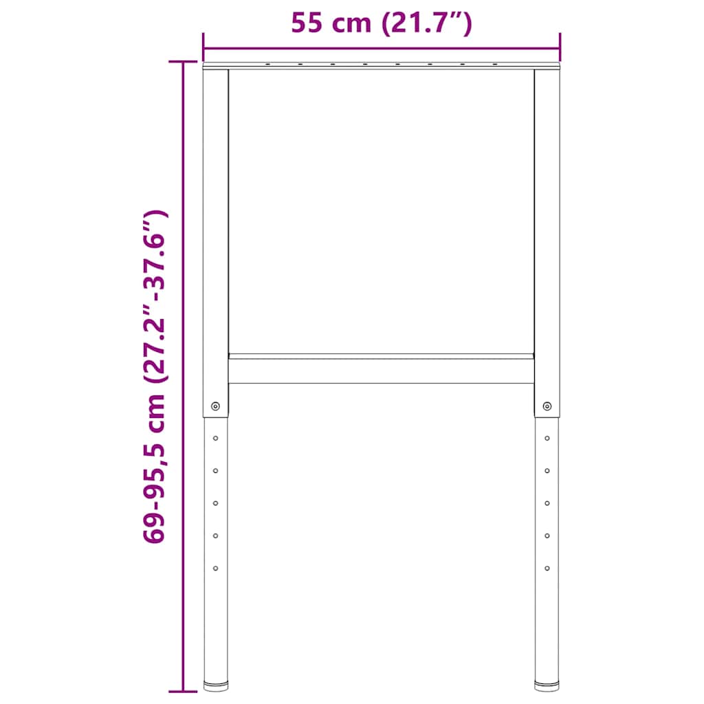 Metal Frame | Set of 2 | Grey | Metal | Adjustable Height
