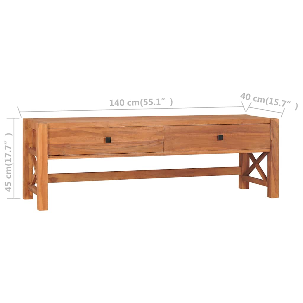 TV Cabinet | Natural Teak | Teak wood, plywood | 140 cm width | Rustic