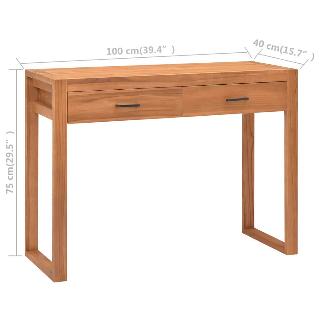 Desk with 2 Drawers 100x40x75 cm Teak Wood
