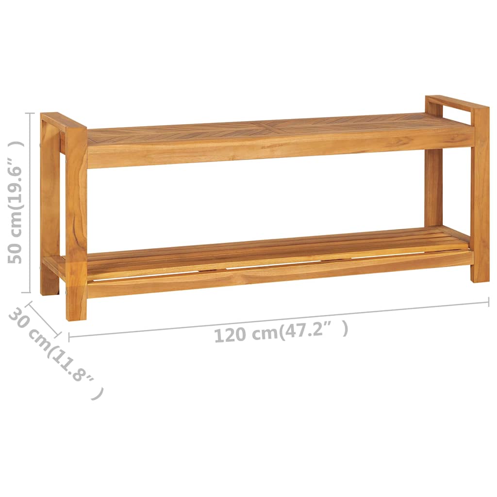 Bench | Natural | Solid teak wood | 120 cm | Bench | Rectangular | Rustic