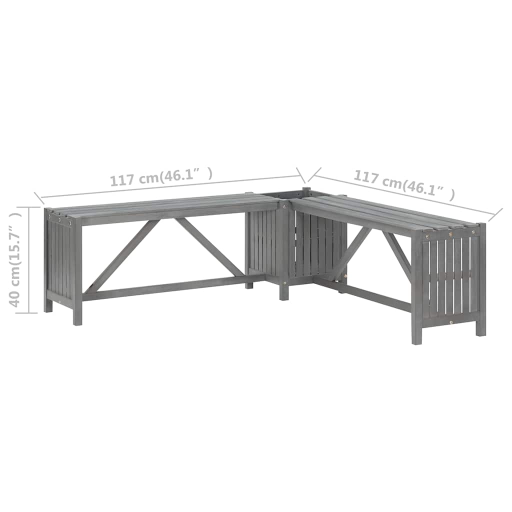 Garden Bench | Grey | Solid Acacia wood | Medium | Garden Bench | Rustic