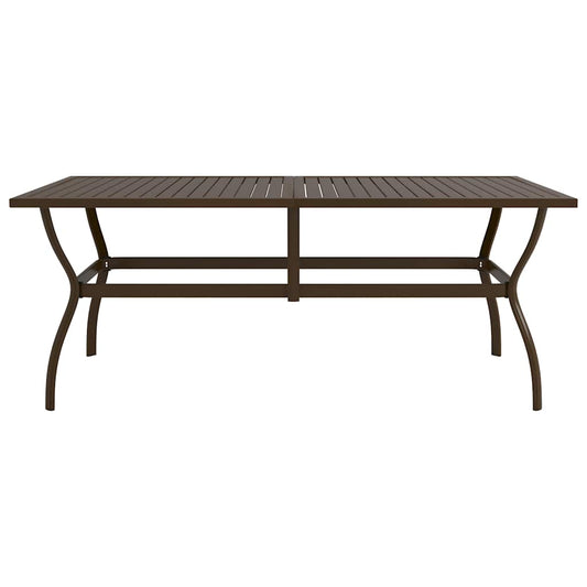 Garden Table | Brown | Powder-Coated Steel | 190x80x72 cm | Industrial