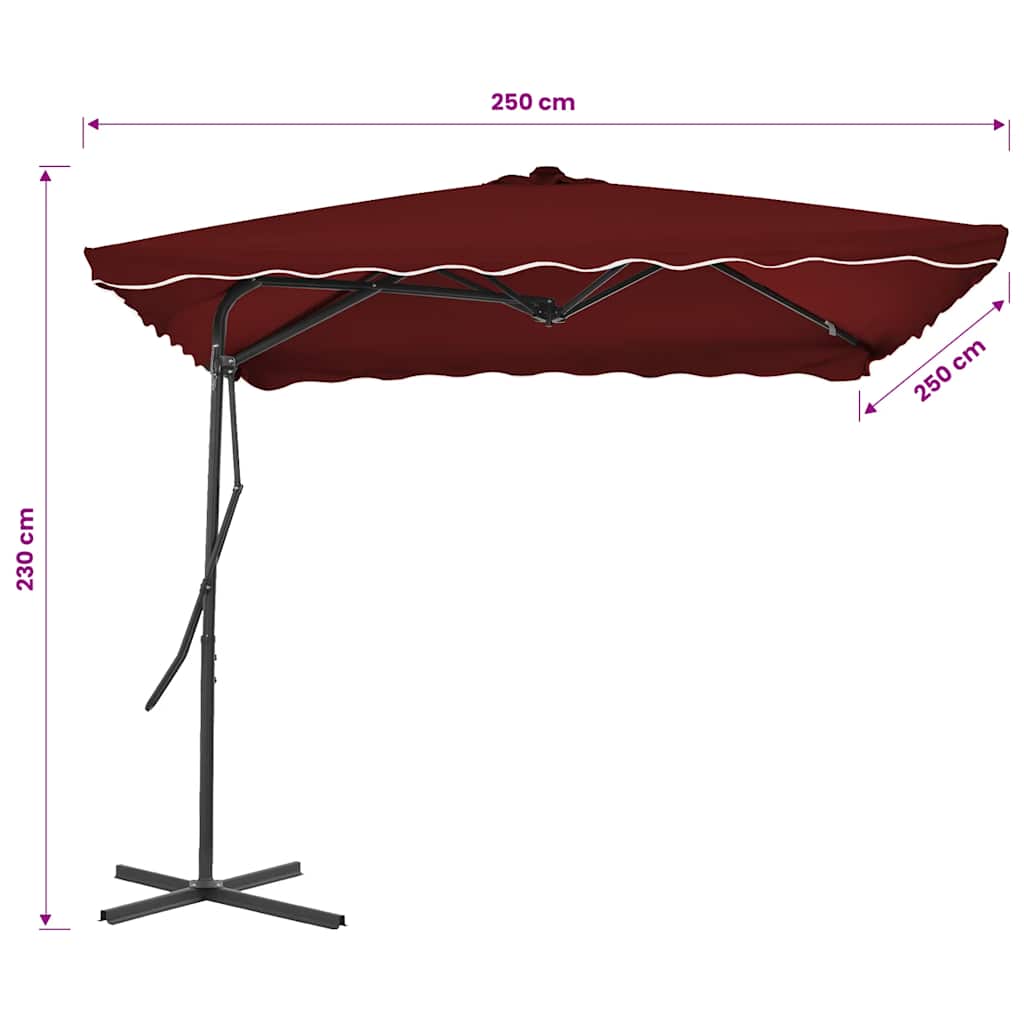 Garden Parasol | Bordeaux Red | Fabric, Powder-coated steel | 250x250 cm