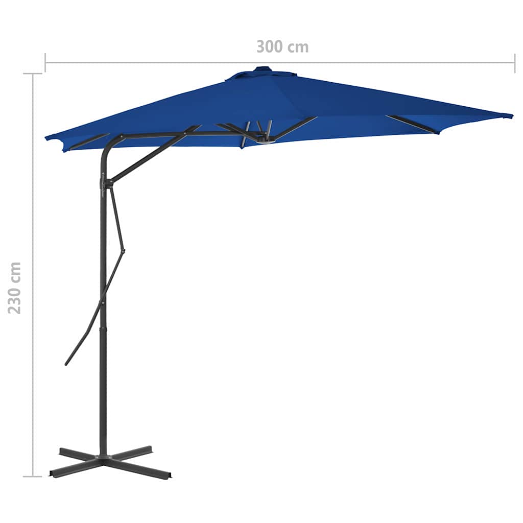 Garden Parasol | Blue | Polyester, Steel | Large | Rotatable