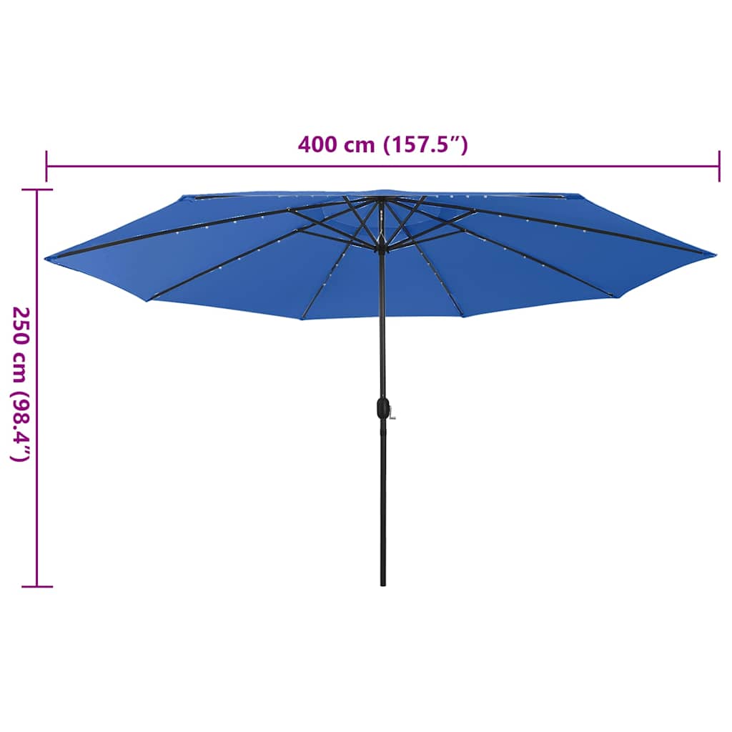 Garden Parasol with LED Lights 400 cm Azure Blue