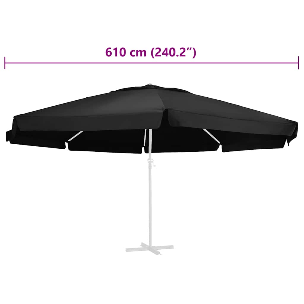 Replacement Fabric | Black | Polyester with PA coating | 600 cm diameter
