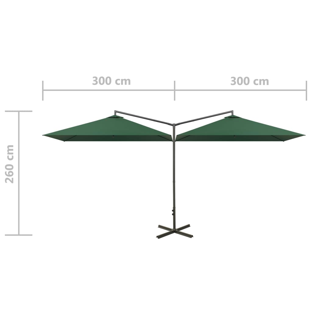 Garden Parasol | Green | Polyester, Powder-Coated Steel | Extra Large