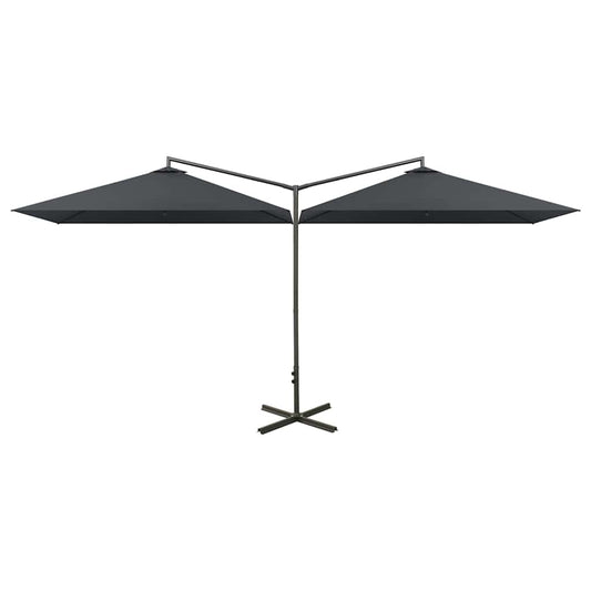 Double Garden Parasol with Steel Pole Anthracite 600x300 cm